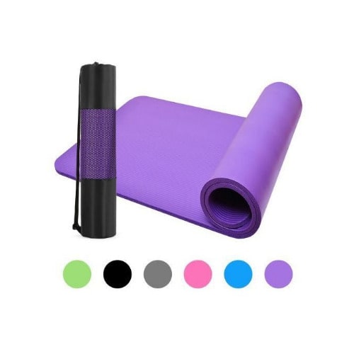 Thick Non-slip Exercise Mat Pad with Carrying Bag - Purple