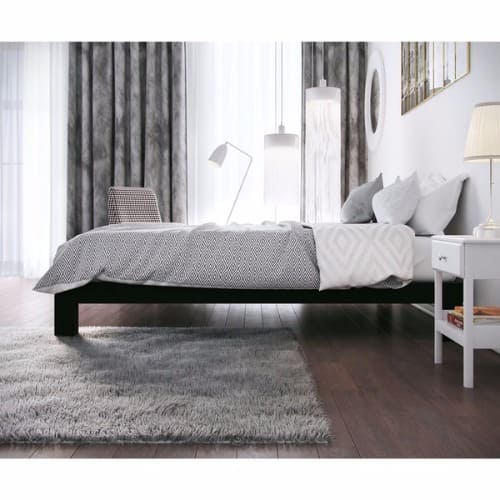 Black Metal Slatted Platform Bed - Full