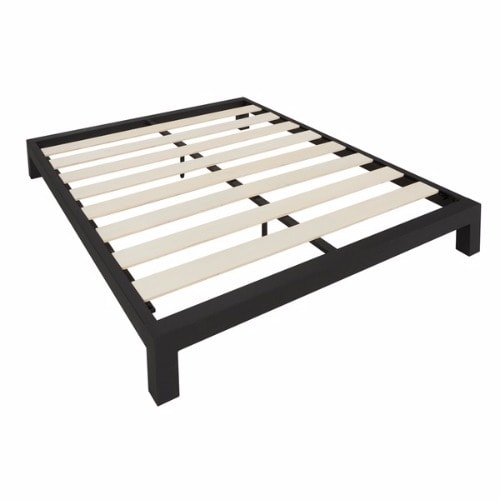 Black Metal Slatted Platform Bed - Full