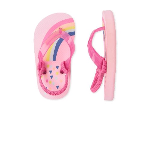 Girls Toddler Rainbow Flip Flops - Pink