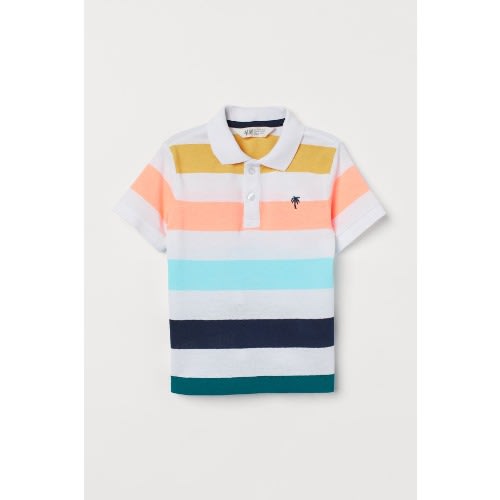 Cotton Pique Striped Polo Shirt