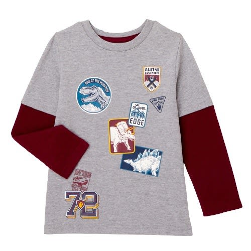 365 Kids Boys Dino Long Sleeve Hangdown T-shirt Top