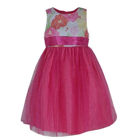 Girl's Floral Sequined Tulle Party Dress