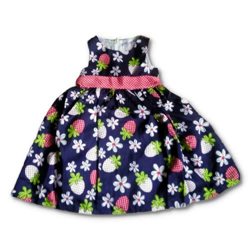 Girls Strawberry Polka Dot Shantung Dress - Multicolour