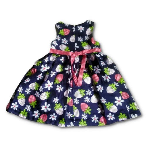 Girls Strawberry Polka Dot Shantung Dress - Multicolour