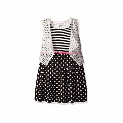 Ponte Dress With Removable Crochet Vest - Multicolour