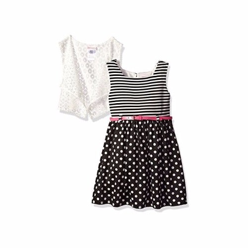 Ponte Dress With Removable Crochet Vest - Multicolour
