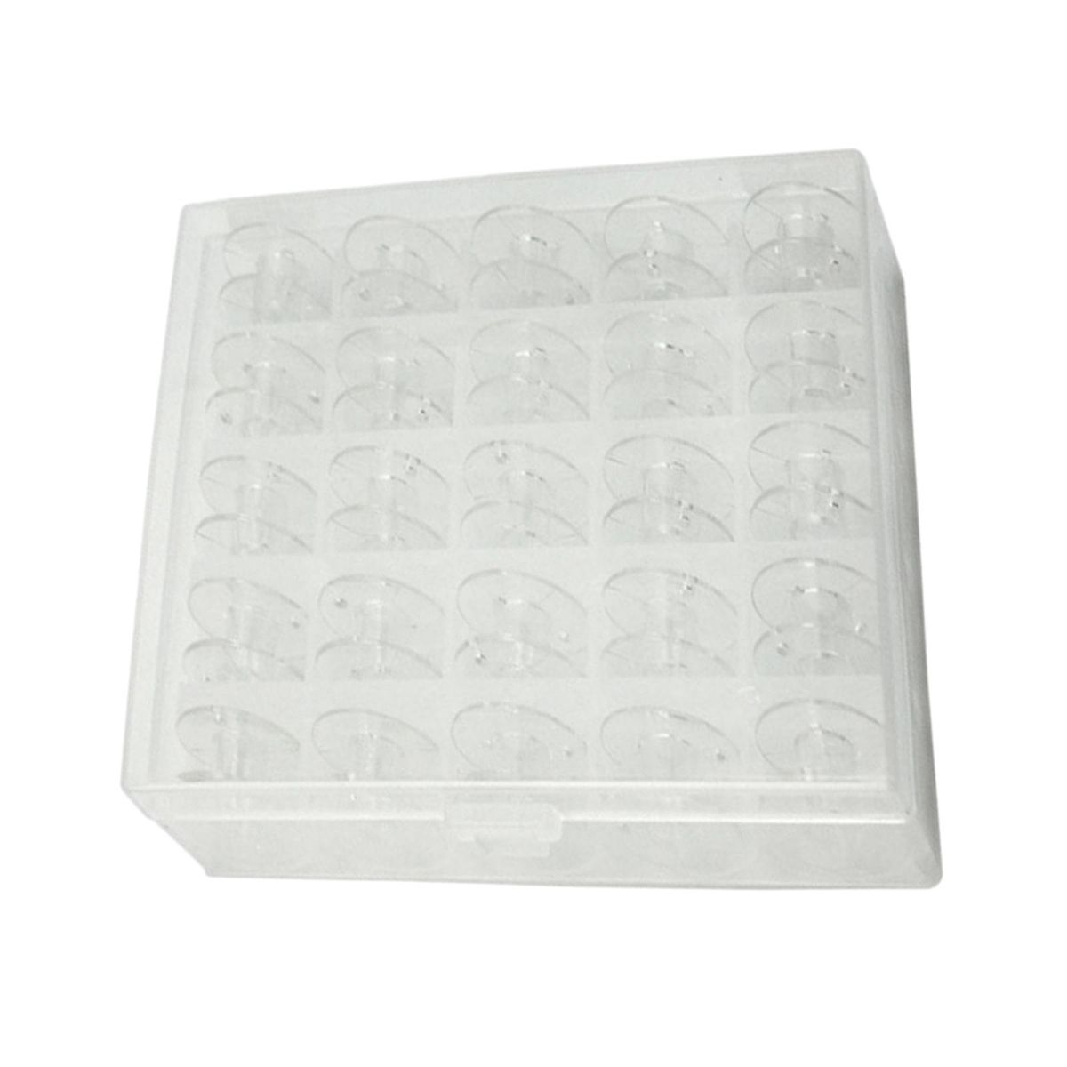 25pcs Plastic Sewing Machine Bobbins Spools Transparent Storage Case