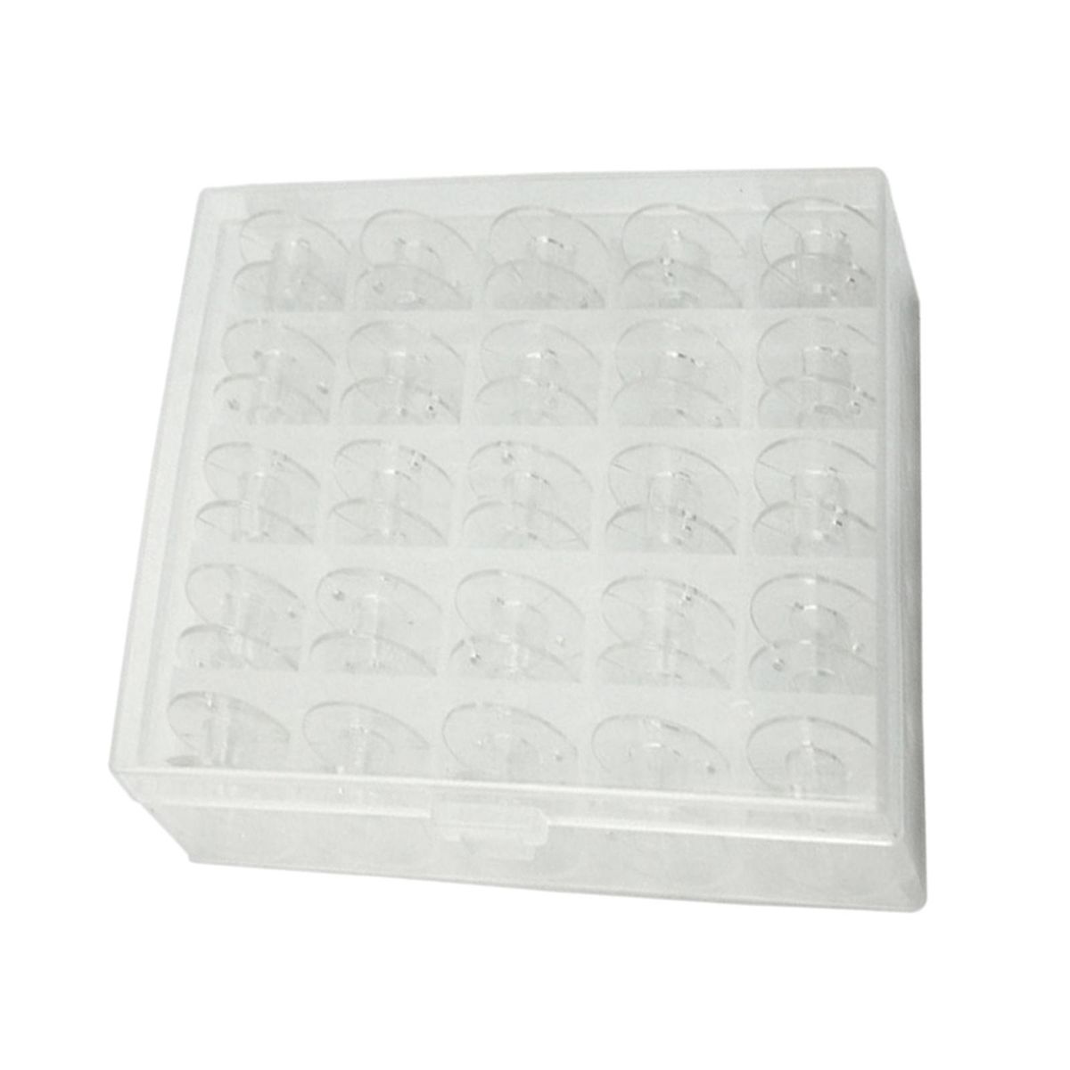 25pcs Plastic Sewing Machine Bobbins Spools Transparent Storage Case