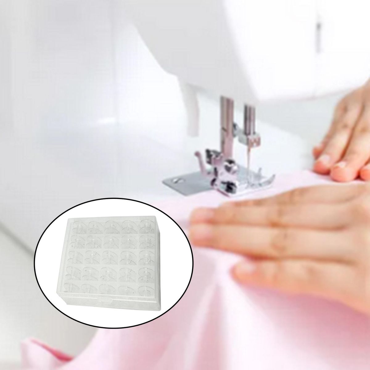 25pcs Plastic Sewing Machine Bobbins Spools Transparent Storage Case