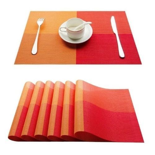 Dining Table & Place Mats - Orange- 6 Pieces