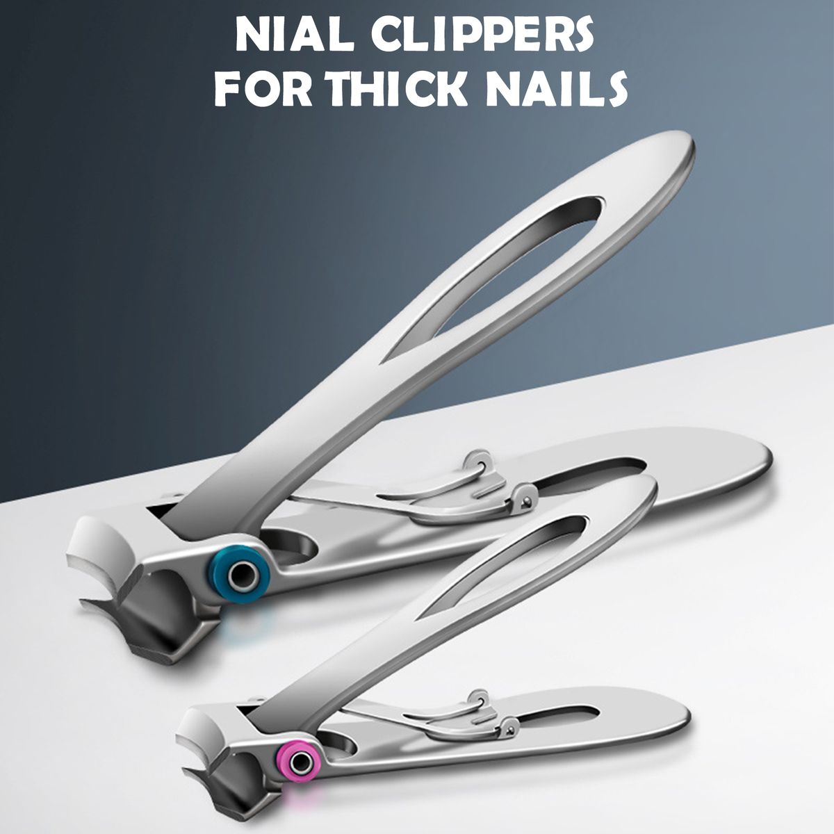 2PCs Nail-Clippers Nail File Kit For Thick Toenails Fingernails 16mm