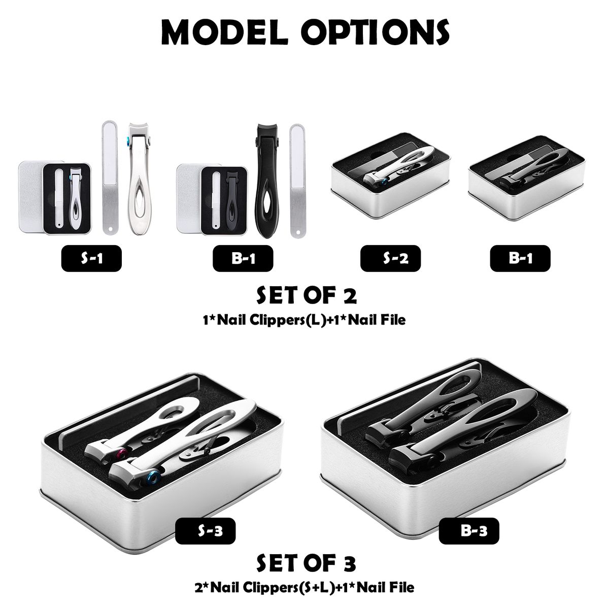2PCs Nail-Clippers Nail File Kit For Thick Toenails Fingernails 16mm