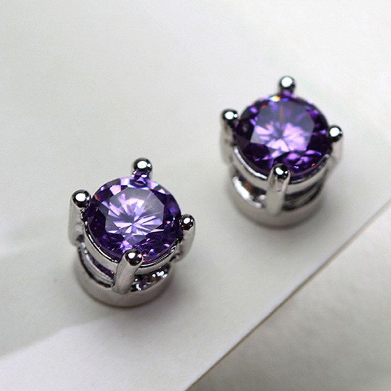 Men Women Rhinestone Inlaid Magnetic Ear Stud Earrings-Black