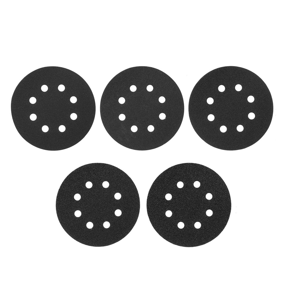 50Pcs Sanding Discs 5-inch 125mm 8-Hole 240/180/120/80/60 Sandpaper for Random Track Sanding Machines Made of Silicon Carbide Material Black Water-Based Sandpaper