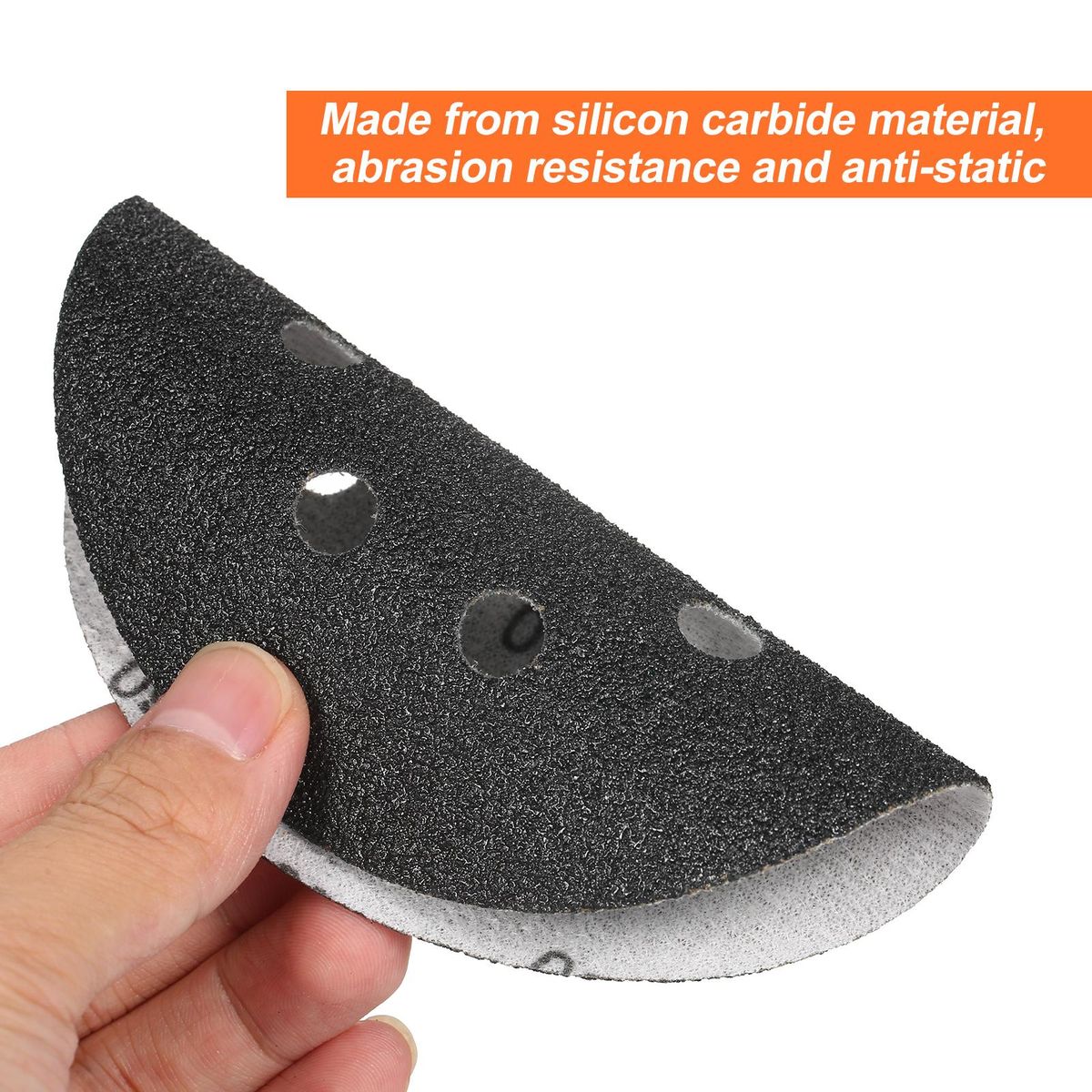 50Pcs Sanding Discs 5-inch 125mm 8-Hole 240/180/120/80/60 Sandpaper for Random Track Sanding Machines Made of Silicon Carbide Material Black Water-Based Sandpaper