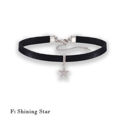 Ladies Necklace Black Neckband Clavicle Chain Women's Personality Choker F
