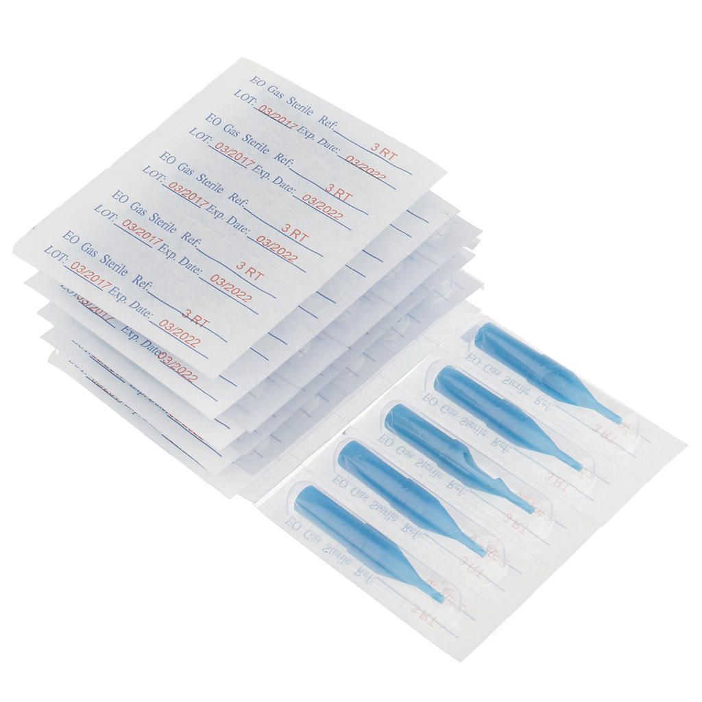 50 Pcs RT FT Disposable Sterile Tattoo Tips Nozzle  Tubes Blue