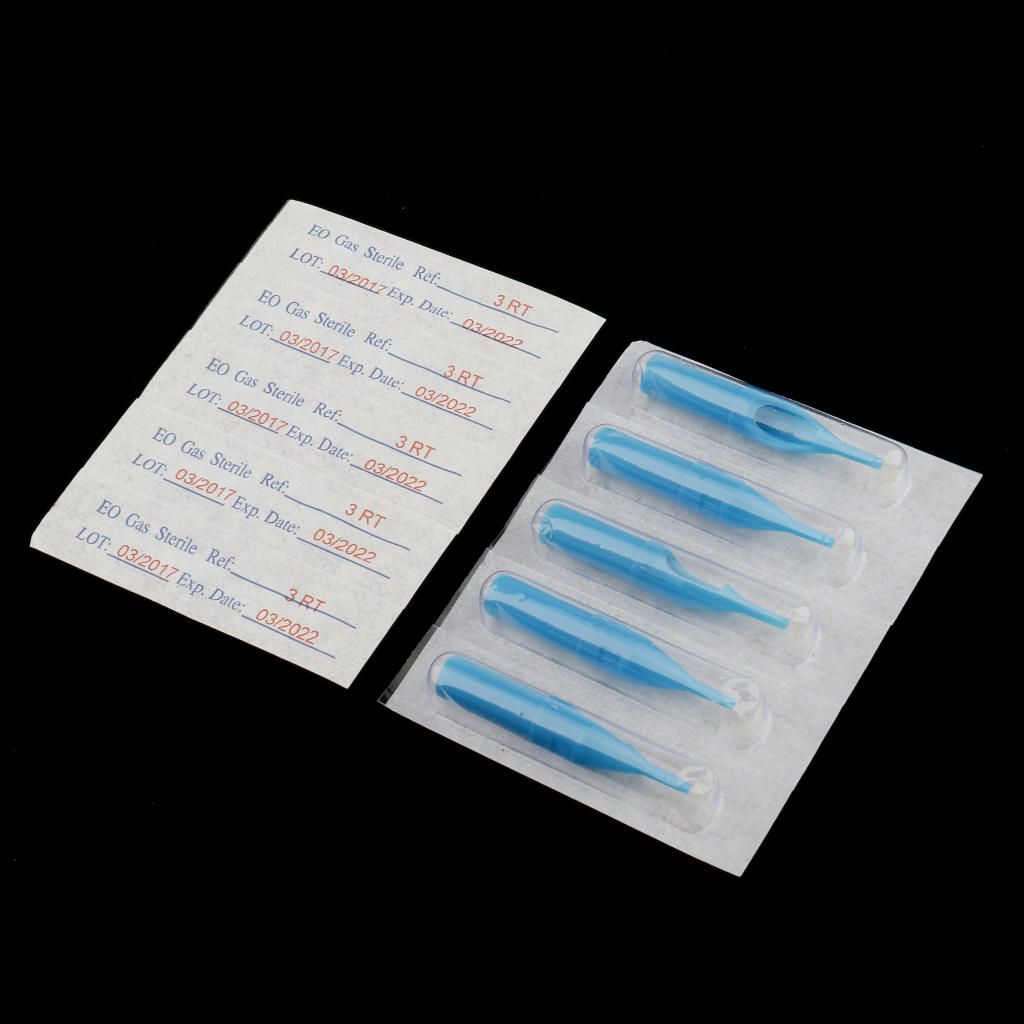 50 Pcs RT FT Disposable Sterile Tattoo Tips Nozzle  Tubes Blue