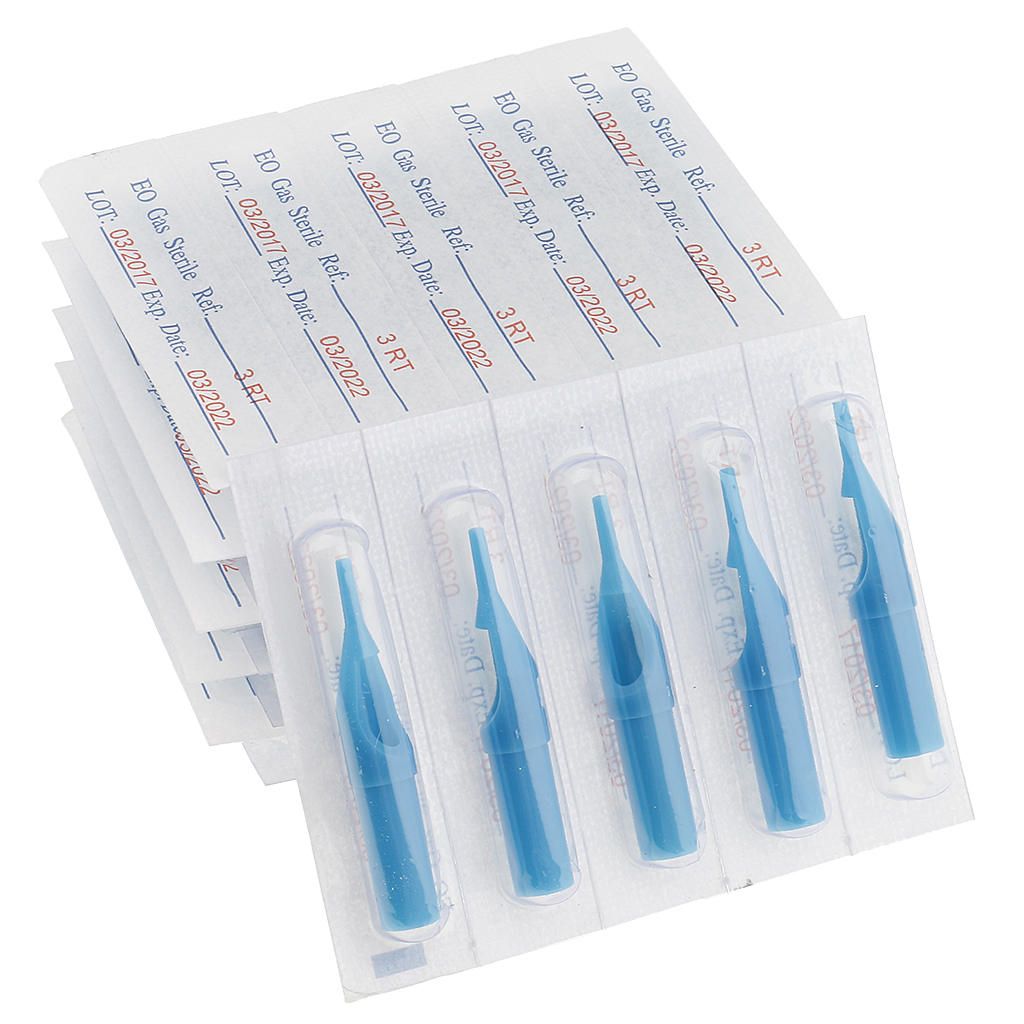 50 Pcs RT FT Disposable Sterile Tattoo Tips Nozzle  Tubes Blue