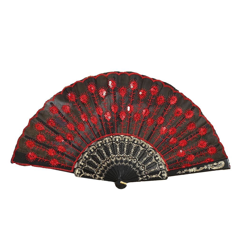 Hand Held Chinese Dance G704 Wedding Party Style Flower Folding Best Lace Fan Silk