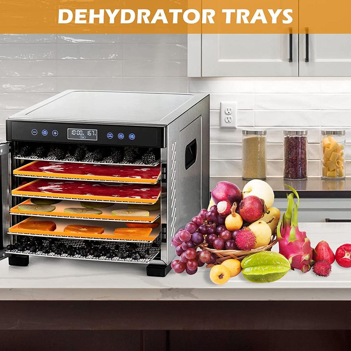 4PCS Silicone Dehydrator Sheets Dehydrator Mats with Edge