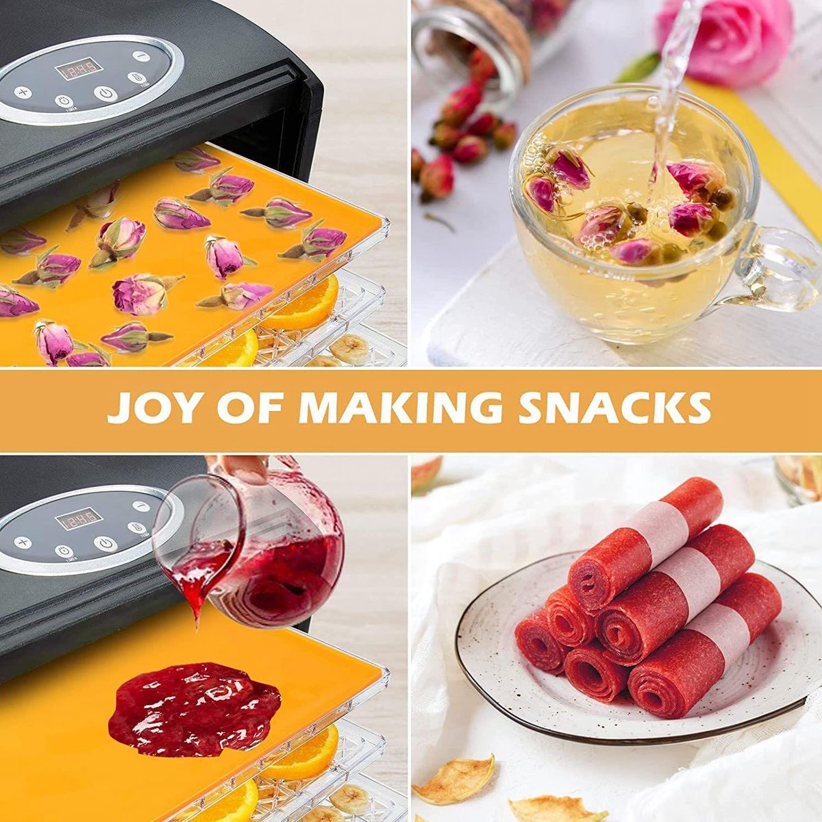 4PCS Silicone Dehydrator Sheets Dehydrator Mats with Edge
