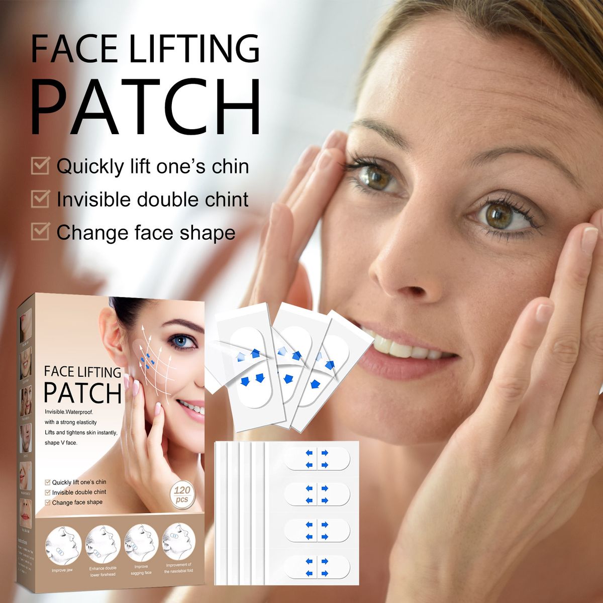 120Pcs Face Lift Patch Thin Double Chin Tightening V Shaped