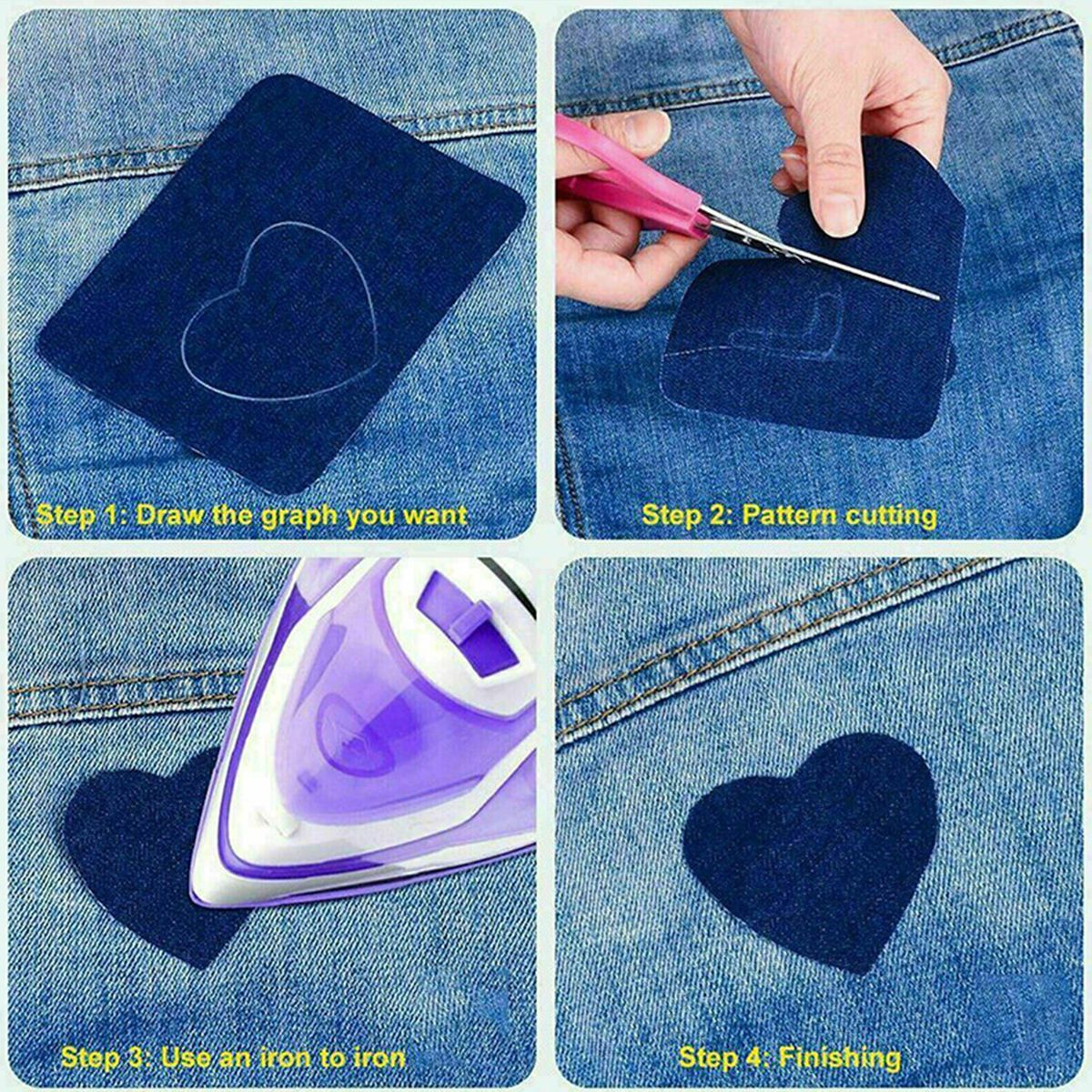 20Pcs Iron-on Patches Jean Patches Denim Fabric Patches