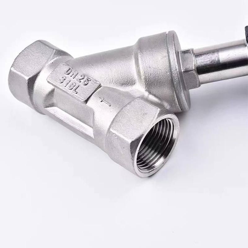 304 Threaded Pneumatic Angle Seat Valve Threaded Flange Type Plastic Head High Temperature Steam Valve Y Type Angle Seat Valve Wholesale