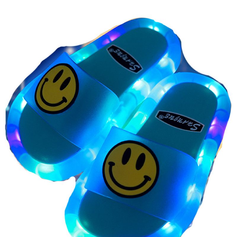 Children's Slippers Smiley Night Glowing Light-Blue