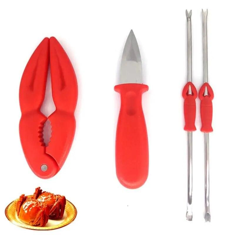 4pcs Seafood Tools Set Lobster Opener Seafood Crackers Stainless Steal Lobster Crab Forks Nuts Opener Kitchen Gadgets