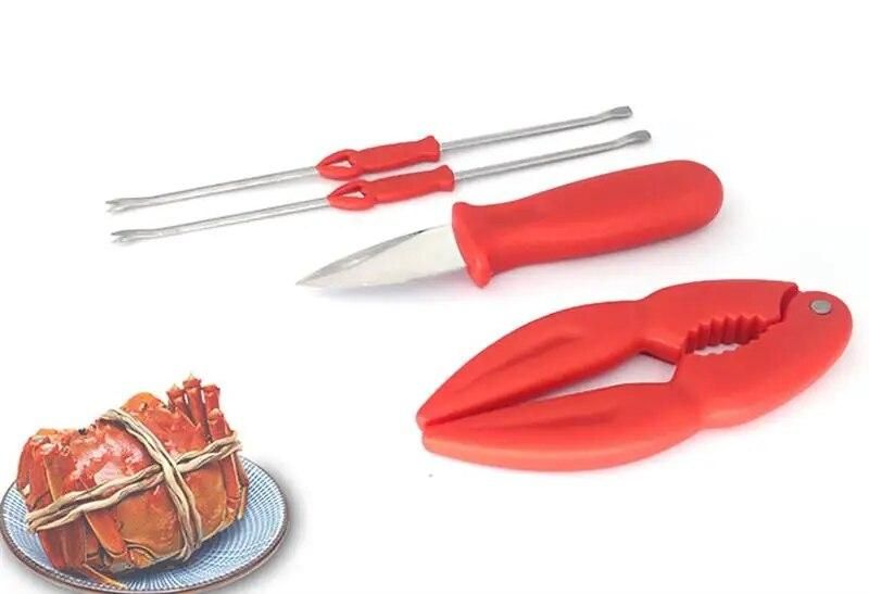 4pcs Seafood Tools Set Lobster Opener Seafood Crackers Stainless Steal Lobster Crab Forks Nuts Opener Kitchen Gadgets