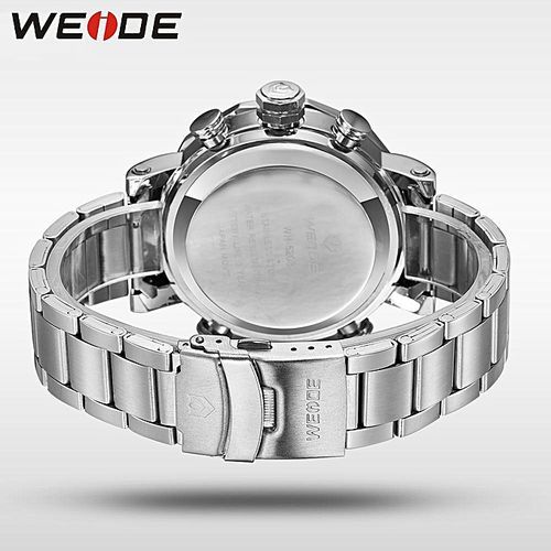 WEIDE Men Military Stainless Steel LCD Digital Men's Clock Quartz Wristwatch Waterproof Multi-function WH5203 Orange