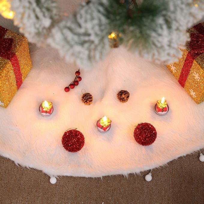 Christmas Tree Skirt White Plush Christmas Tree Carpet