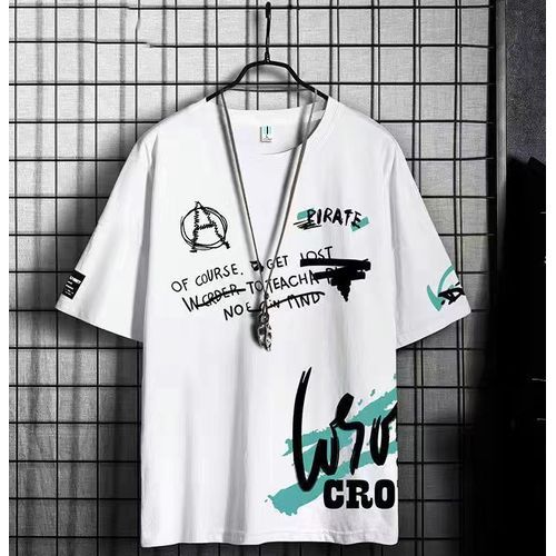 2 Pieces Blue+White Men's T-shirt M-5XL Large Size Shirt Clothes Casual