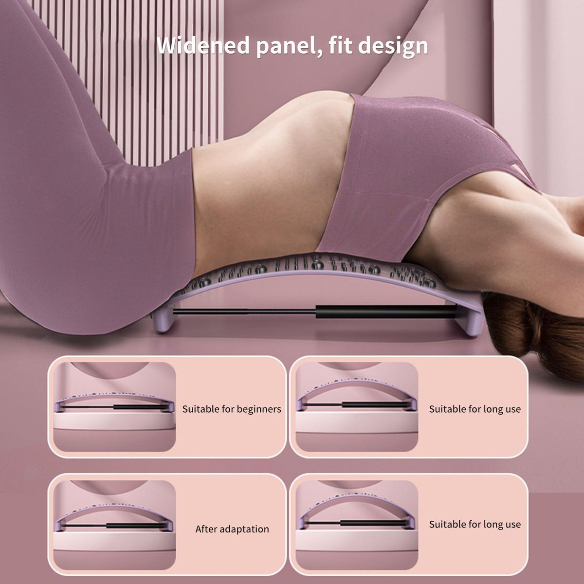Lumbar Stretcher Adjustable Gears Lumbar Spine Massager Purple