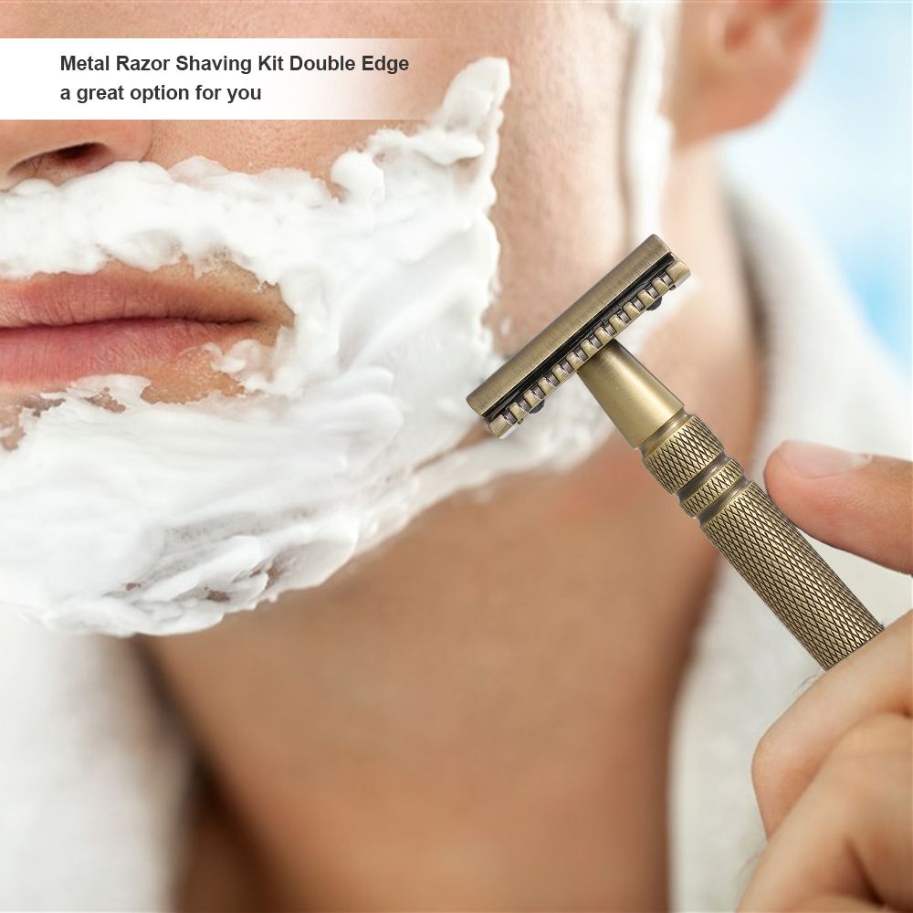 Metal Razor Shaving Kit Double Edge Safety Razor With Stand