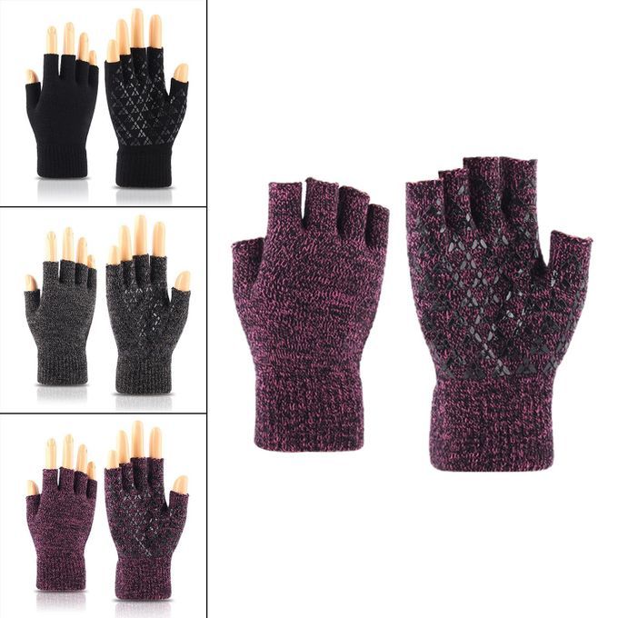 Half Finger Knit  Fingerless Windproof Cold Weather Black Red