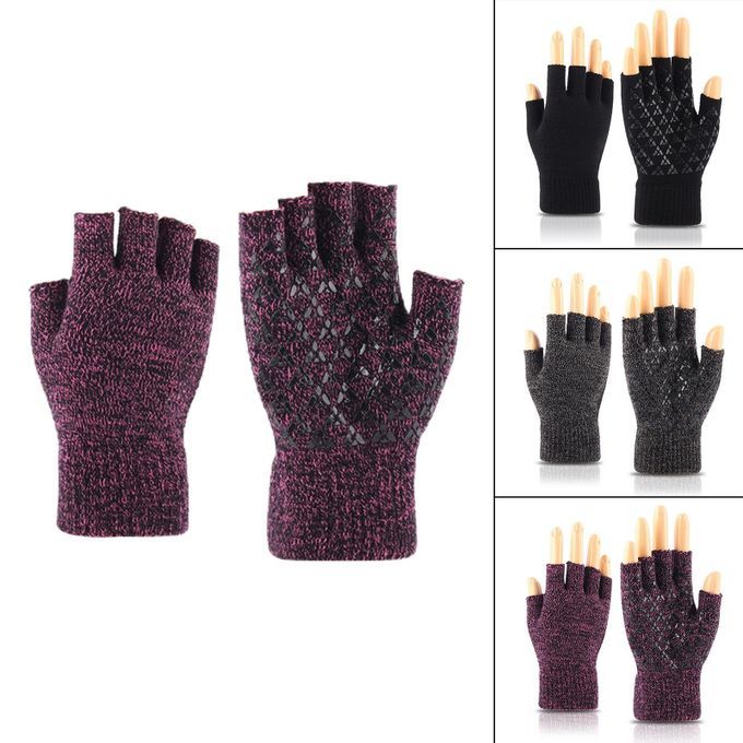 Half Finger Knit  Fingerless Windproof Cold Weather Black Red