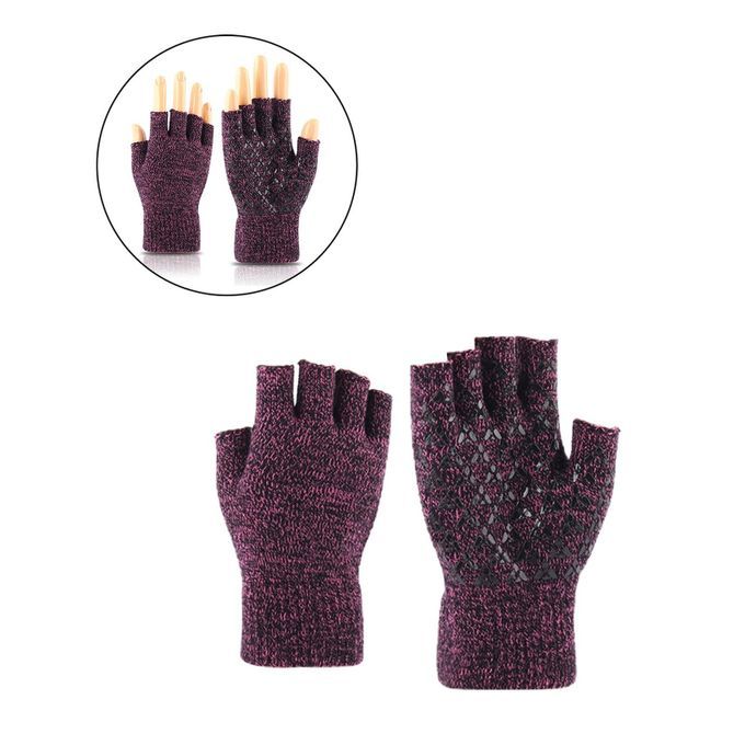 Half Finger Knit  Fingerless Windproof Cold Weather Black Red