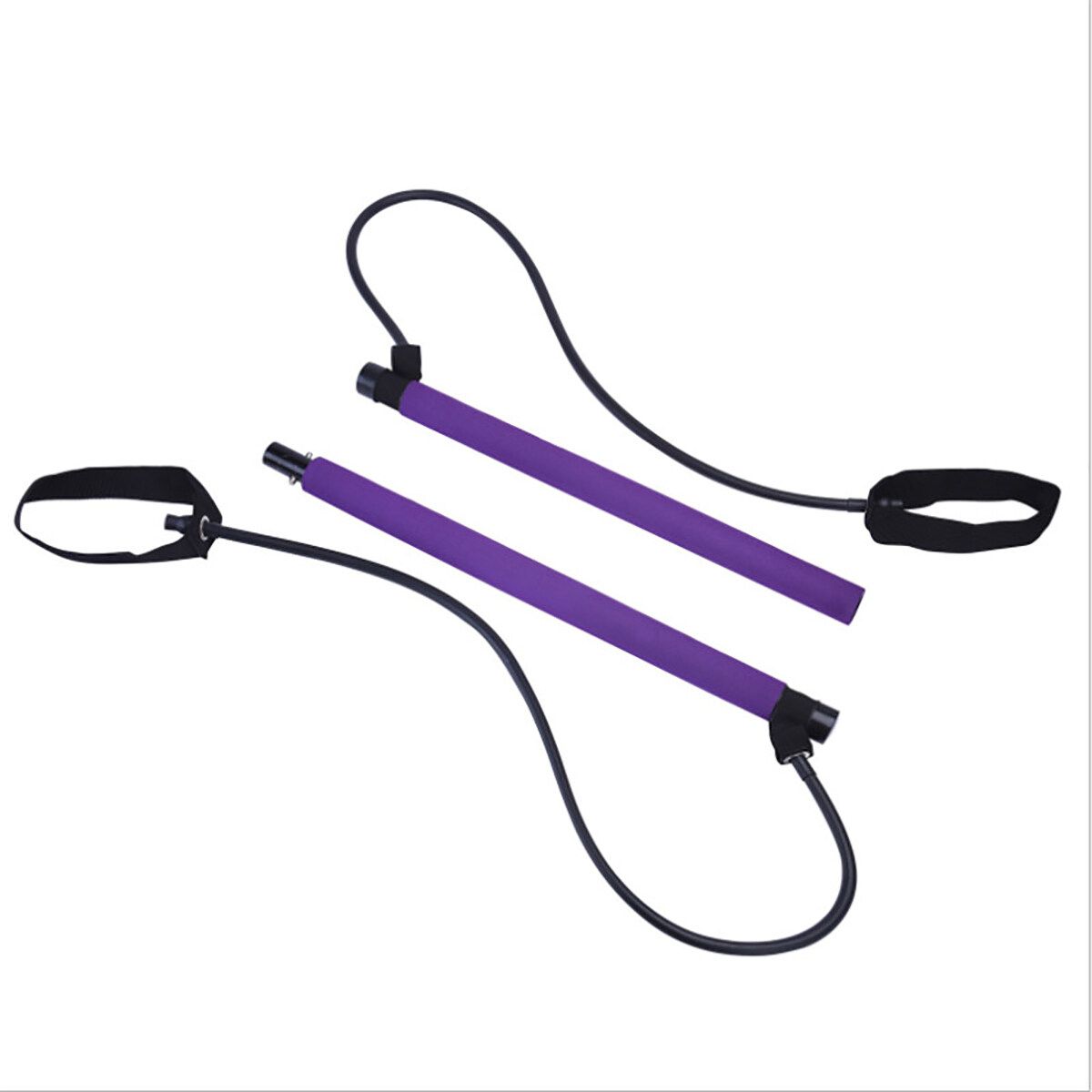 Portable Pilates Strength Rope Gym Stick Yoga Exercise Bar Pilates Train Rope Purple