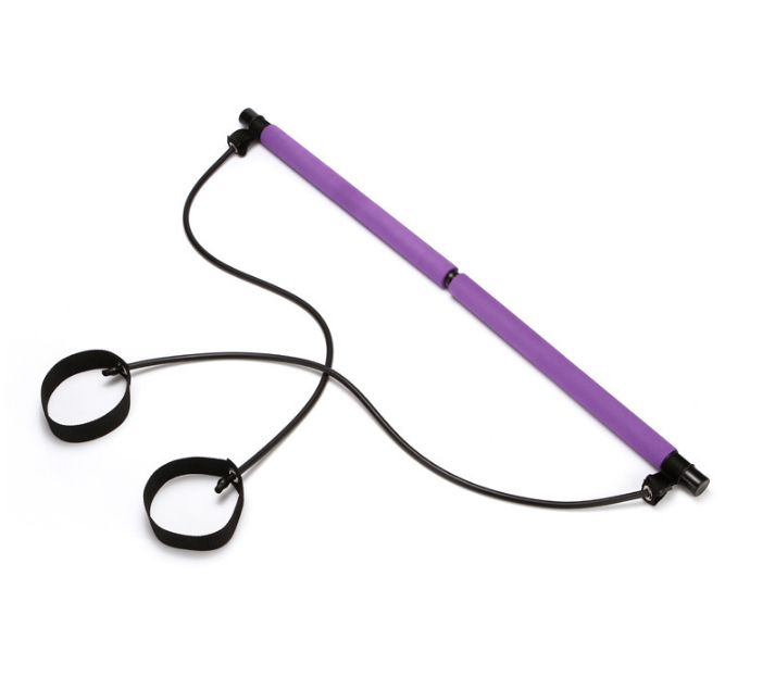 Portable Pilates Strength Rope Gym Stick Yoga Exercise Bar Pilates Train Rope Purple