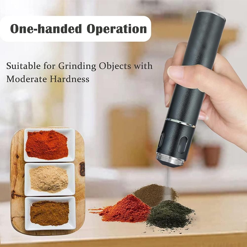 Electric Portable  USB Rechargeable Spice Multipurpose for Fluffy Product and the Kitchen Grinding Black