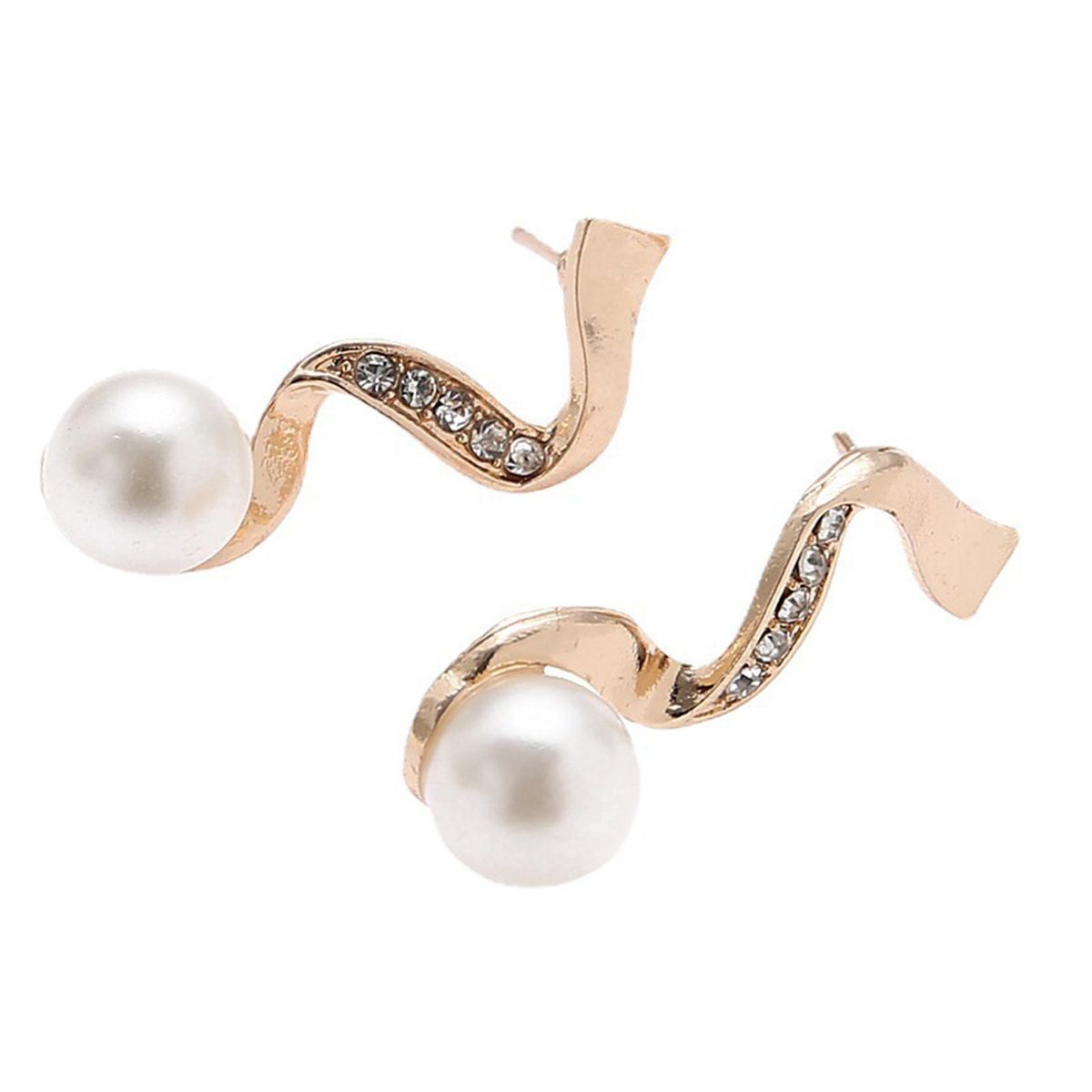 Fashionable Zinc Alloy Crystal Simulated Pearl Pendant Necklace with 1 Pair of Earrings Charm Jewelry Set for Women Girls Wedding Party Gift