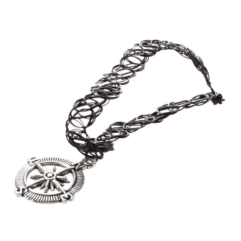 Elastic Boho Tattoo Choker Strand Neck Black Retro