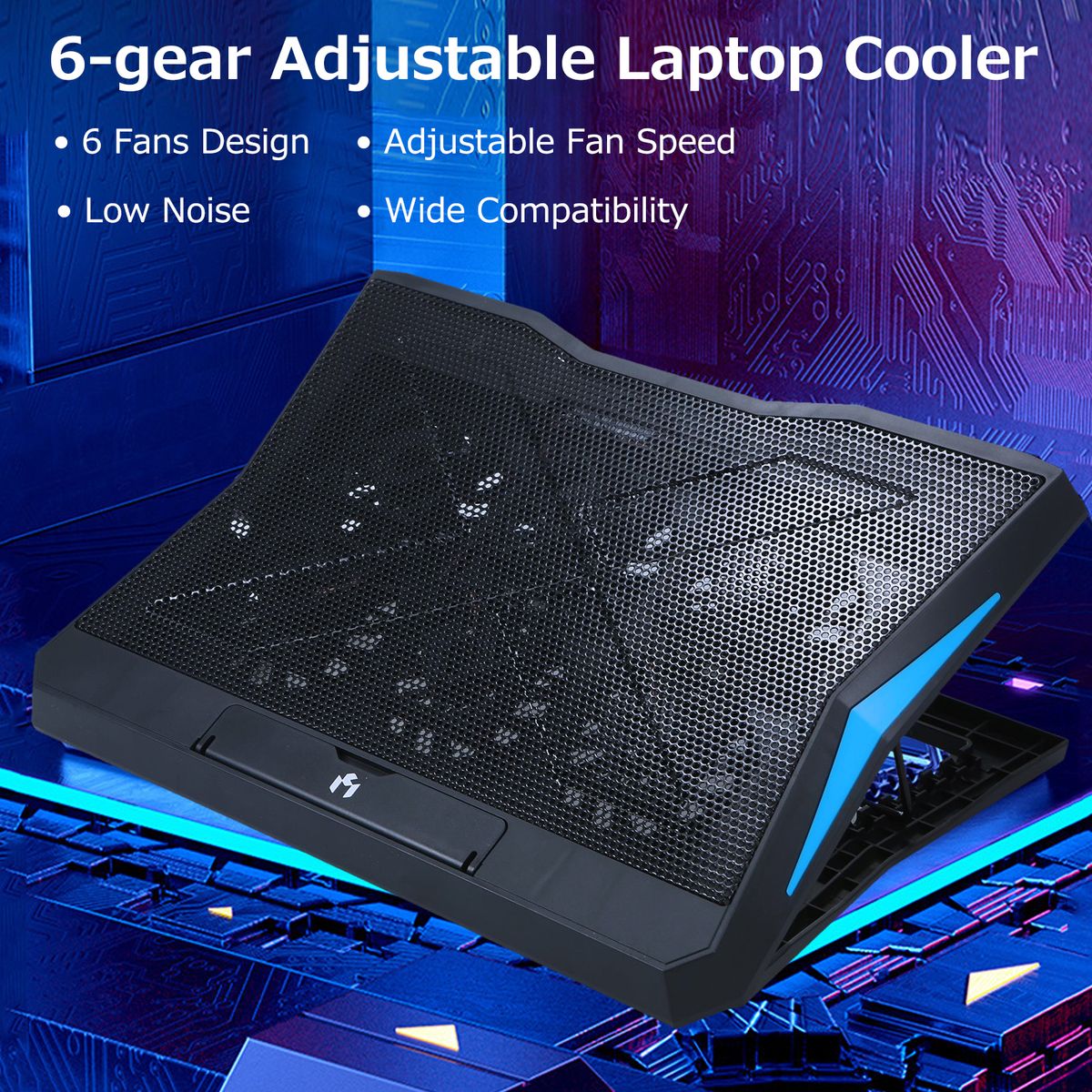 Foldable Laptop Cooler 6-fan Laptop Cooling Stand Low Noise