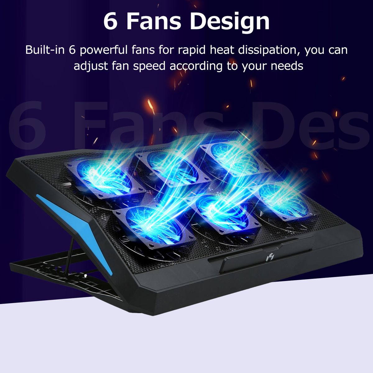 Foldable Laptop Cooler 6-fan Laptop Cooling Stand Low Noise