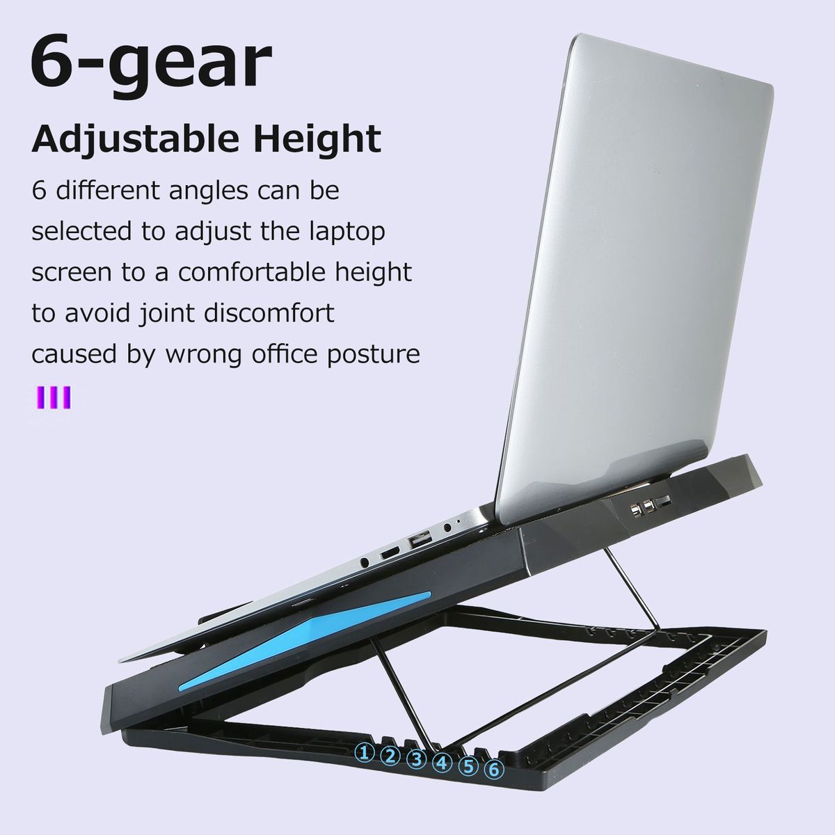 Foldable Laptop Cooler 6-fan Laptop Cooling Stand Low Noise