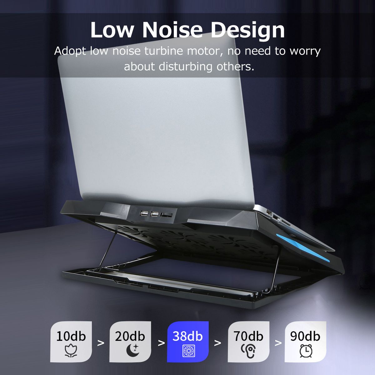 Foldable Laptop Cooler 6-fan Laptop Cooling Stand Low Noise